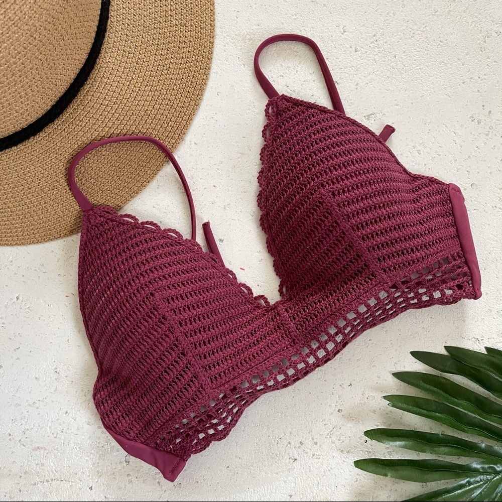 Shade & Shore Mauve Crochet Bikini Top